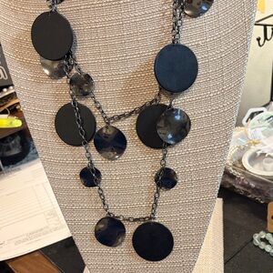Guess Black Disc Pendant Necklace